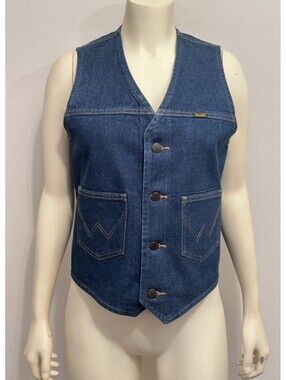 Vintage Wrangler Jean Vest Women’s Button Up Denim Blue -Size Small